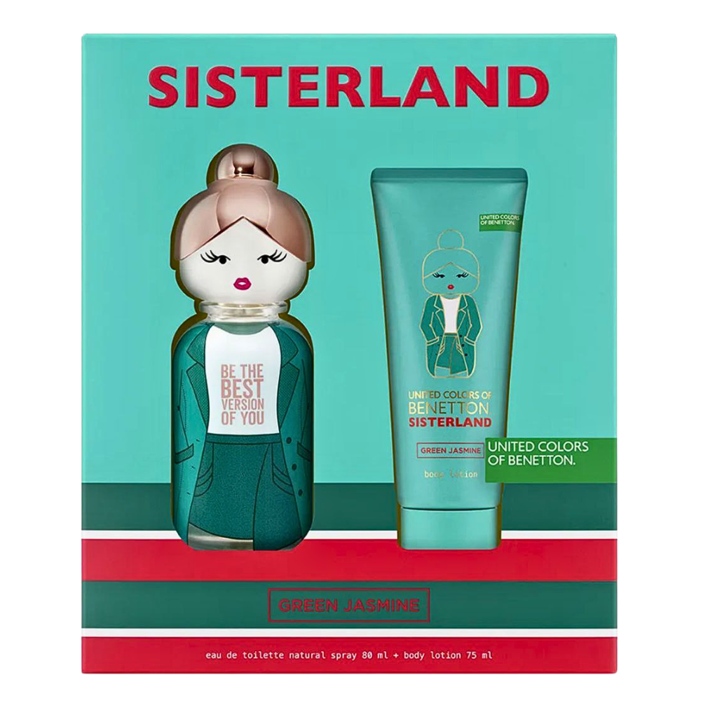 SET UNITED COLORS OF BENETTON SISTERLAND GREEN JASMINE EDT 80ML, BODY LOTION 75ML (M)