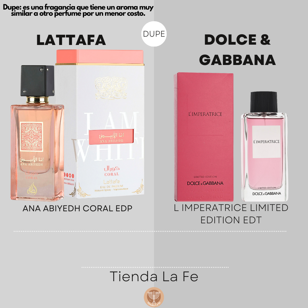 LATTAFA ANA ABIYEDH CORAL EDP 60ML (M) (DUPE DOLCE & GABBANA L IMPERATRICE LIMITED EDITION EDT)