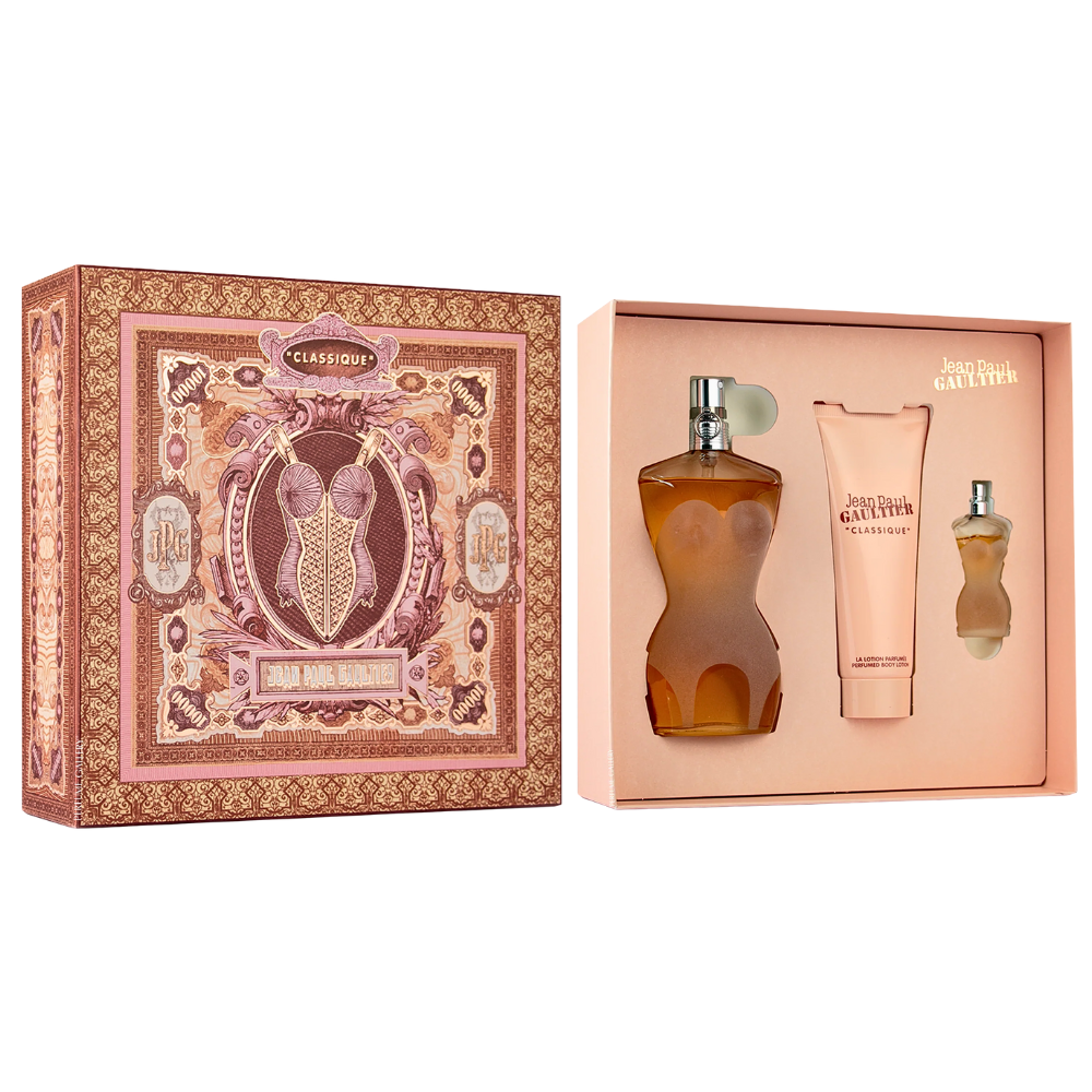 SET JEAN PAUL GAULTIER CLASSIQUE EDT 100ML, MINI EDT 6ML, BODY LOTION 75ML (M)