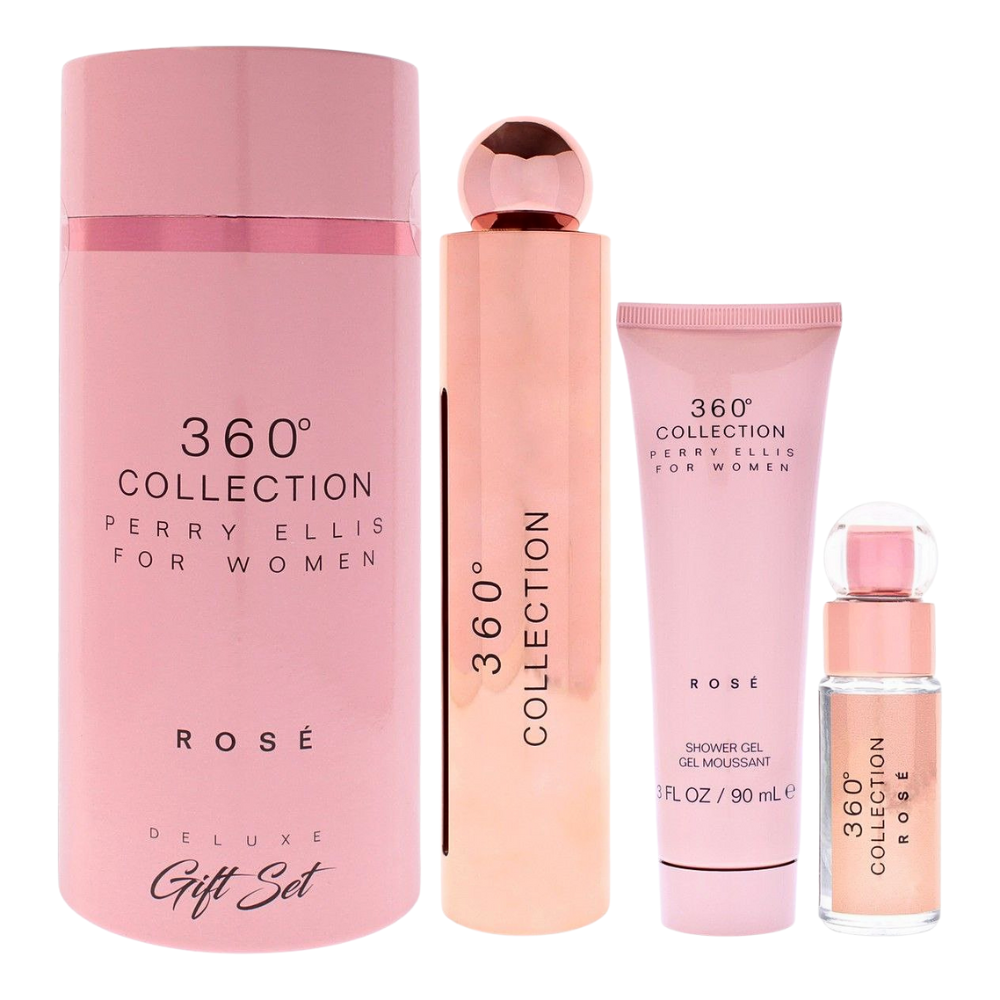 SET PERRY ELLIS 360 COLLECTION FOR WOMEN ROSE EDP 100ML, MINI EDP 7.5ML, SHOWER GEL 90ML (M)
