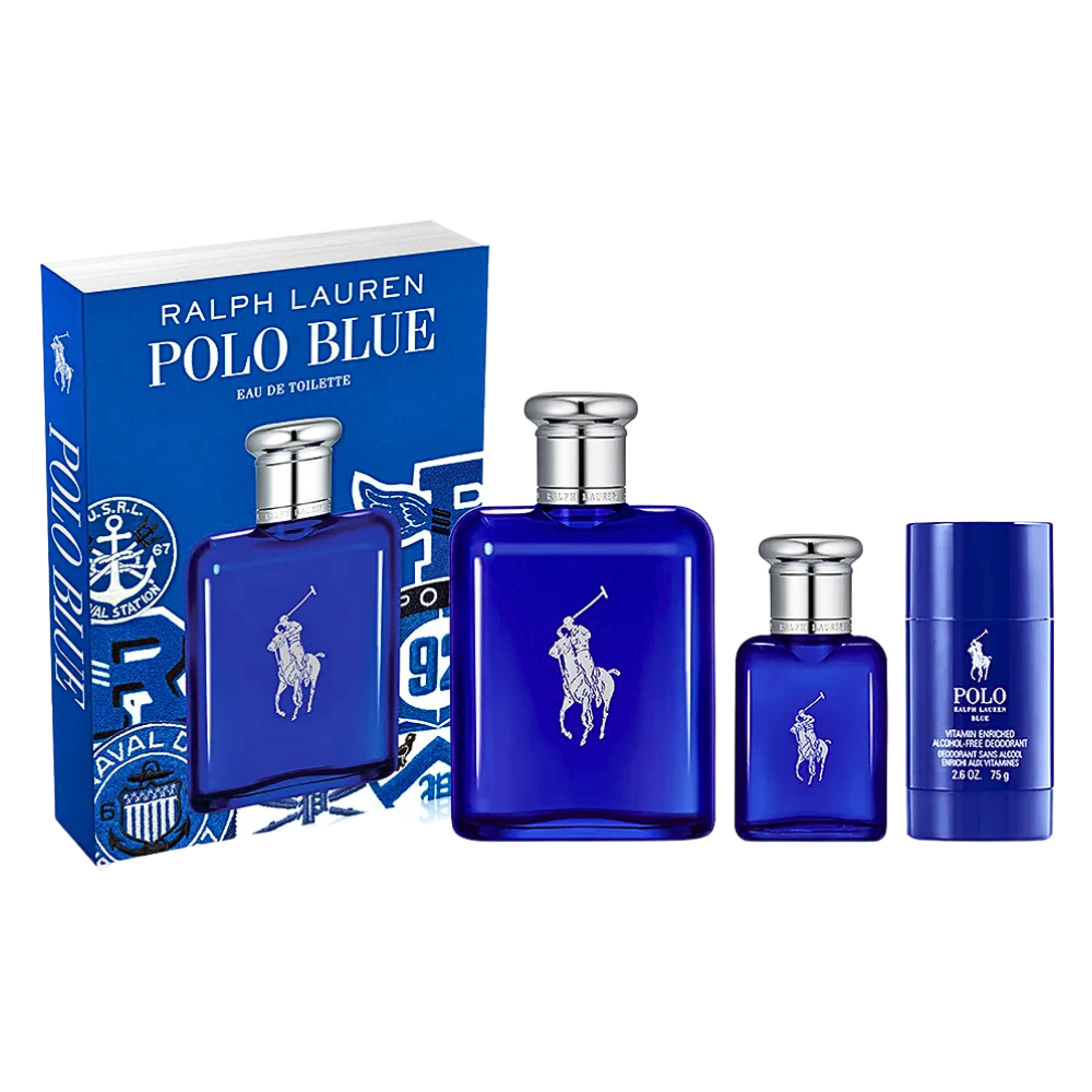 SET RALPH LAUREN POLO BLUE EDT 125ML, MINI EDT 40ML, DESODORANTE 75ML (H)