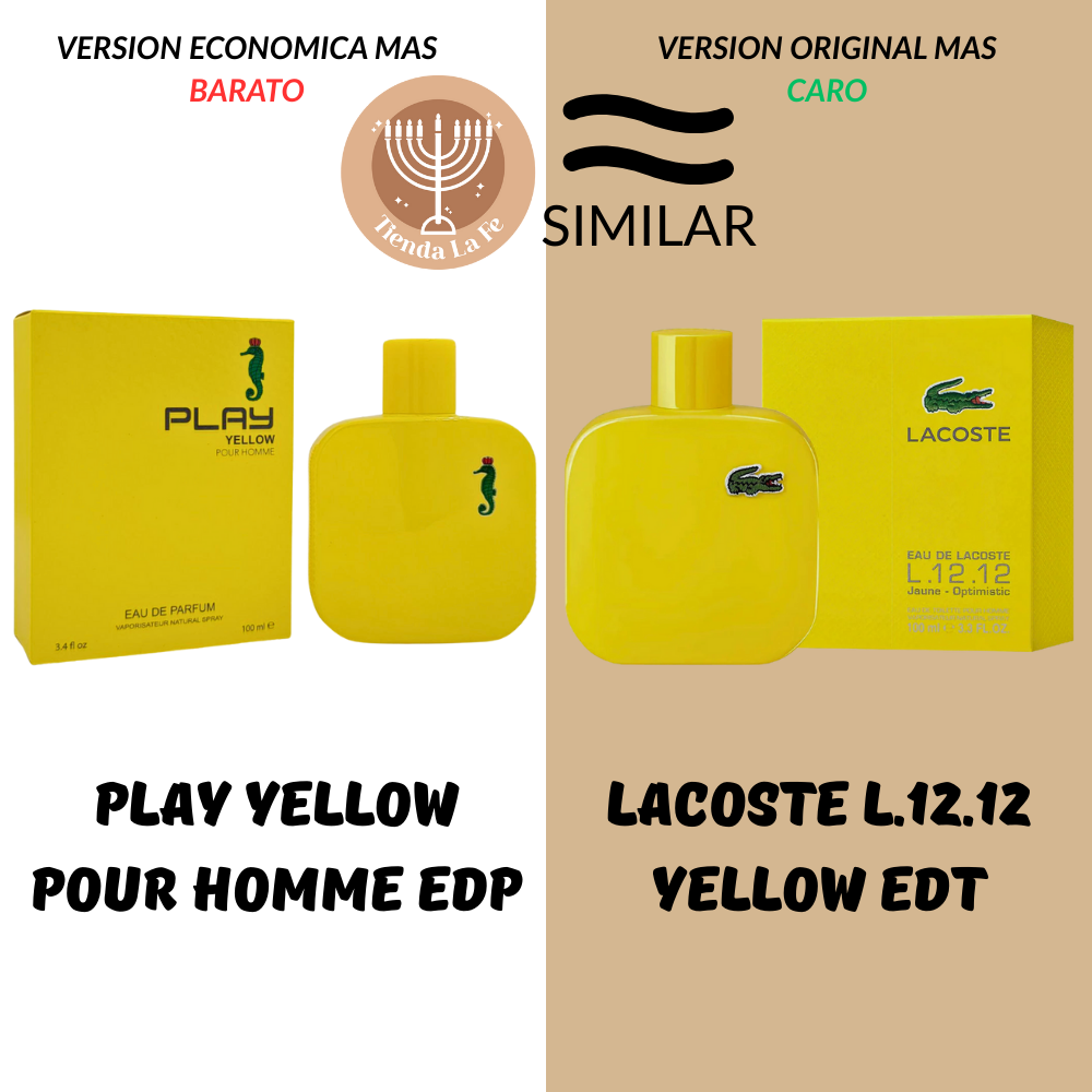 PLAY YELLOW POUR HOMME EDP 100ML (H) (AROMA SIMILAR LACOSTE L.12.12 YELLOW EDT)