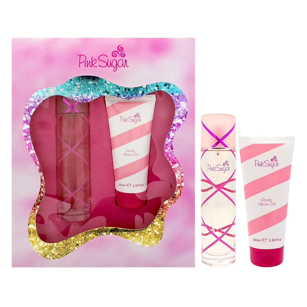 SET AQUOLINA PINK SUGAR CANDY EDT 100ML, SHOWER GEL 100ML (M)