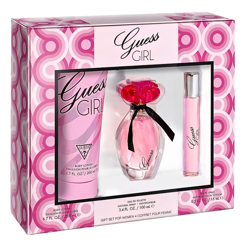 SET GUESS GIRL EDT 100ML, EDT 15ML, BODY LOTION 200ML (M)