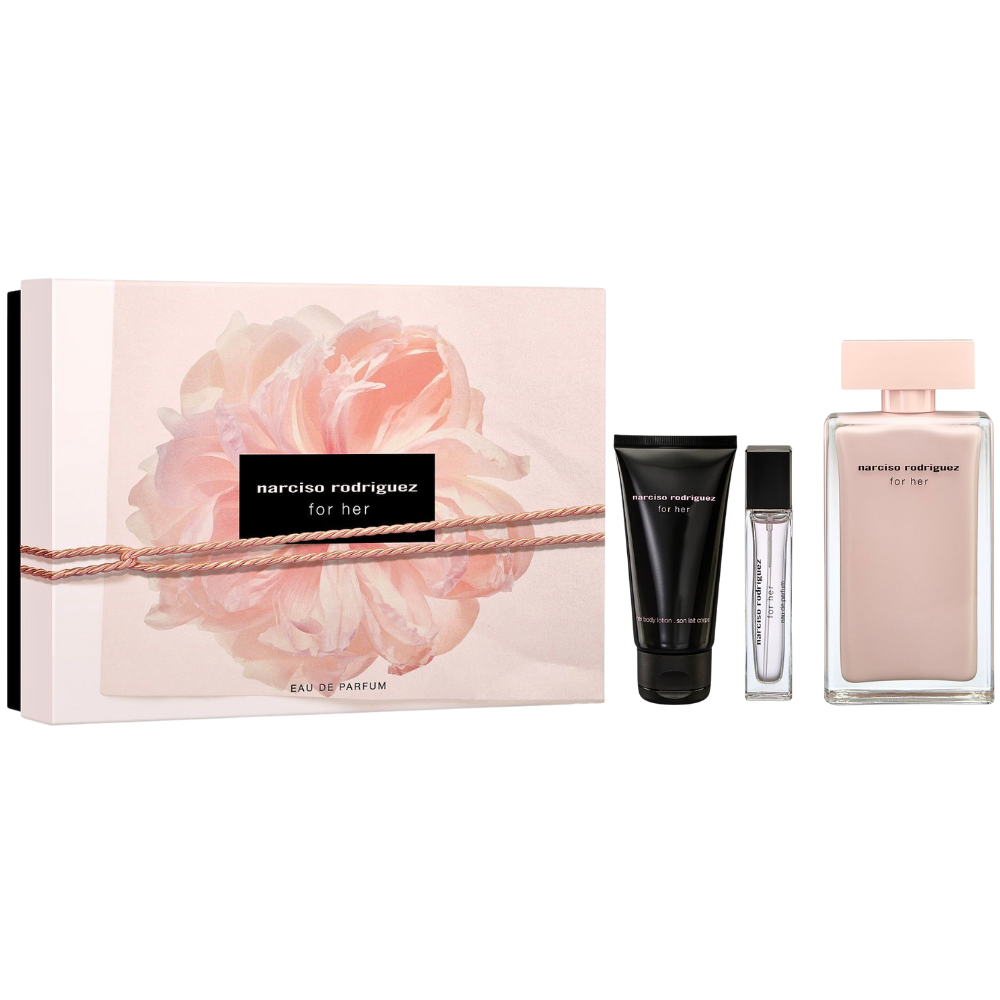 SET NARCISO RODRIGUEZ FOR HER EDP 100ML, EDP 10ML, BODY LOTION 50ML (M)