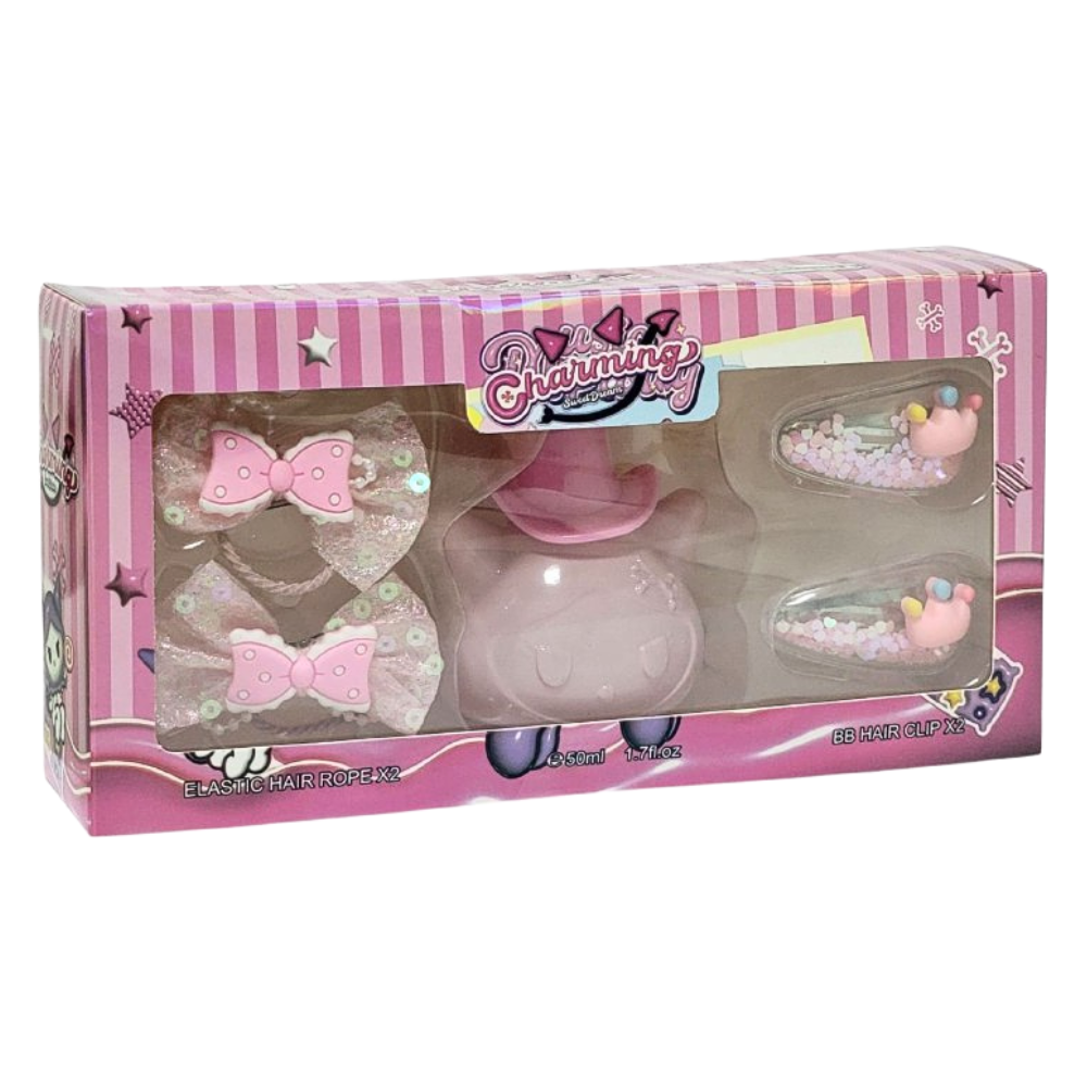 SET CHARMING SWEET DREAM EDT 50ML, X2 GANCHOS Y X2 COLAS