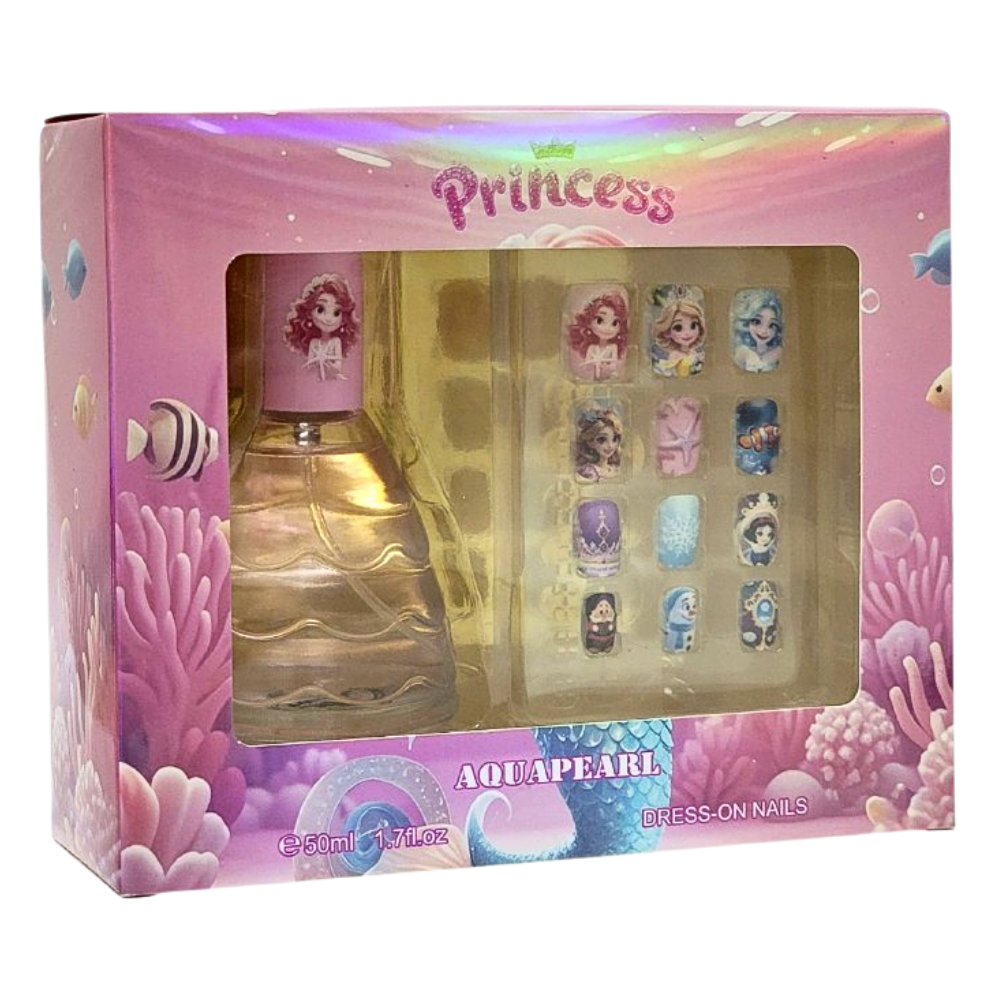SET CIRELINE PRINCESS AQUAPEARL EDT 50ML, Y SET DE 12 UÑAS POSTIZAS