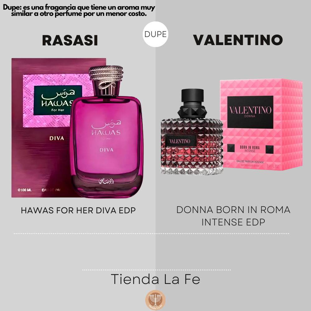 RASASI HAWAS FOR HER DIVA EDP 100ML (M) (DUPE VALENTINO DONNA BORN IN ROMA INTENSE EDP)