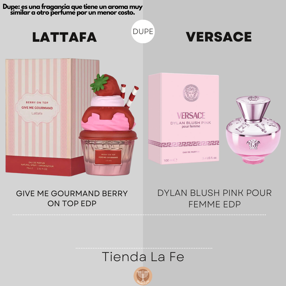LATTAFA GIVE ME GOURMAND BERRY ON TOP EDP 75ML (M) (DUPE VERSACE DYLAN BLUSH PINK POUR FEMME EDP)