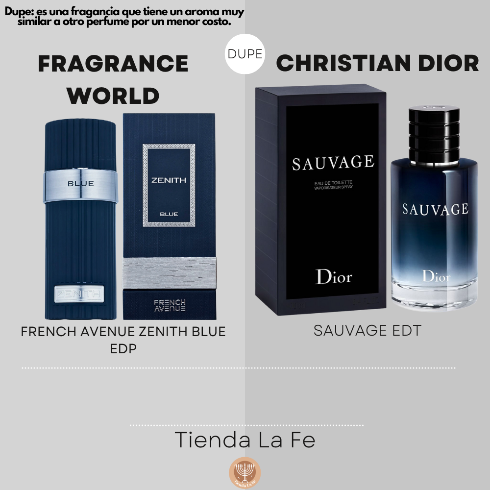 FRAGRANCE WORLD FRENCH AVENUE ZENITH BLUE EDP 100ML (H) (DUPE CHRISTIAN DIOR SAUVAGE EDT)
