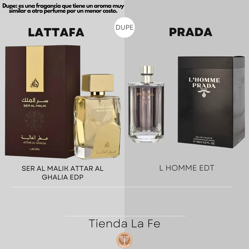LATTAFA SER AL MALIK ATTAR AL GHALIA EDP 100ML (H) (DUPE PRADA L HOMME EDT)