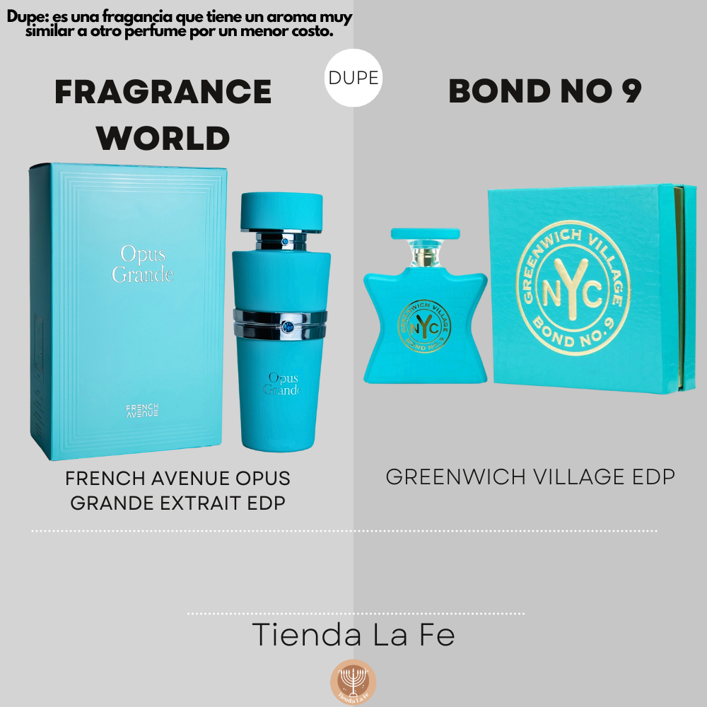 FRAGRANCE WORLD FRENCH AVENUE OPUS GRANDE EXTRAIT EDP 100ML (U) (DUPE BOND NO 9 GREENWICH VILLAGE EDP)
