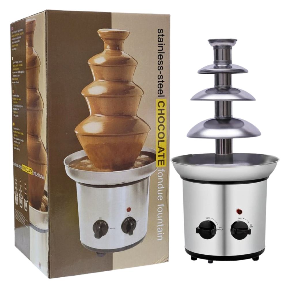 MAQUINA FUEETE DE CHOCOLATE DE ACERO INOXIDABLE, ESTE ELEGANTE DISPOSITIVO MANTIENE TU CHOCOLATE A LA TEMPERATURA PERFECTA