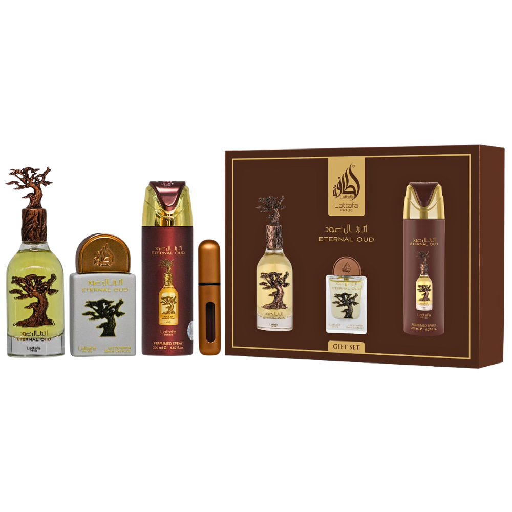 SET LATTAFA PRIDE ETERNAL OUD GIFT SET EDP 100ML, EDP 20ML, BODY SPRAY 200ML (U)