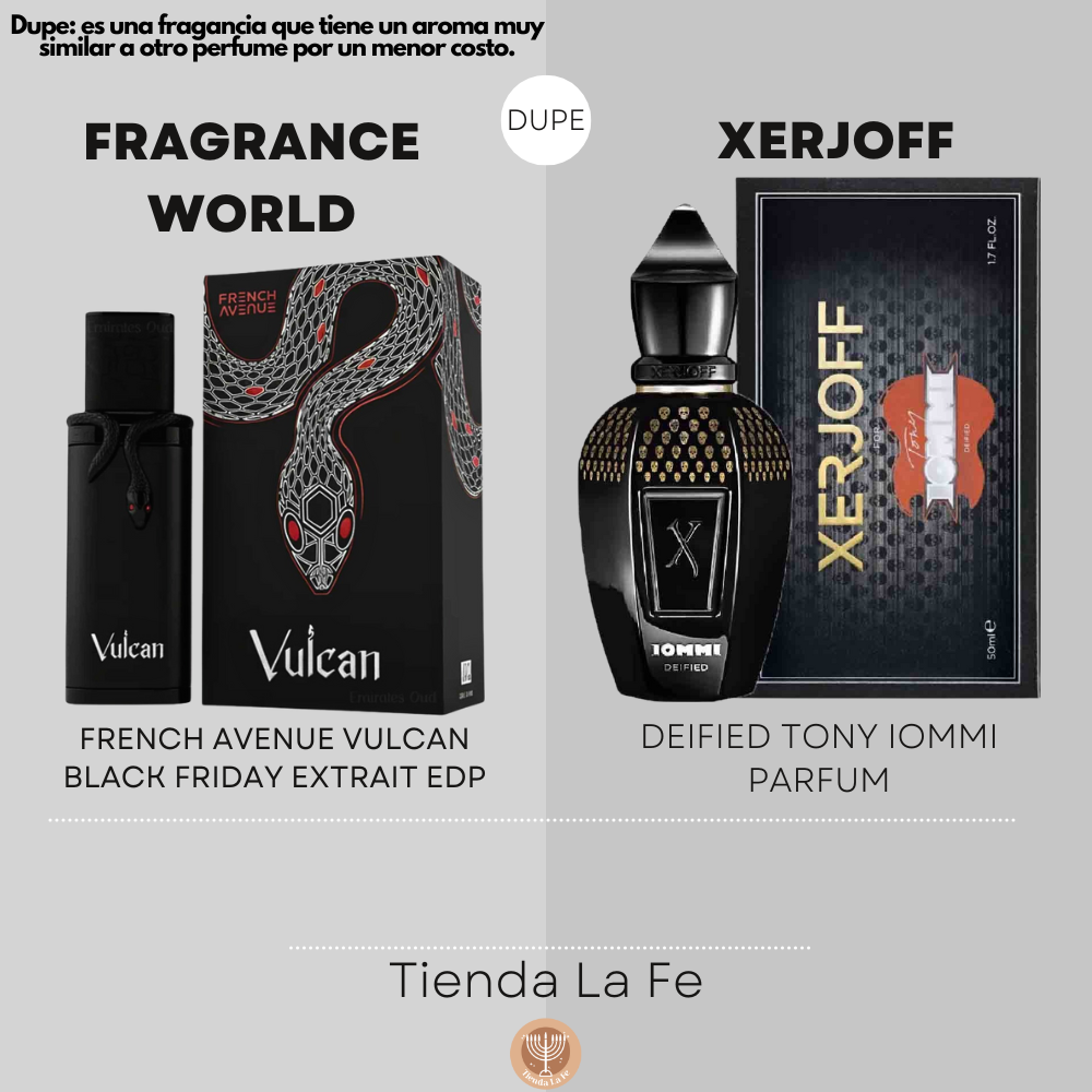 FRAGRANCE WORLD FRENCH AVENUE VULCAN BLACK FRIDAY EXTRAIT EDP 100ML (U) (DUPE XERJOFF DEIFIED TONY IOMMI PARFUM)