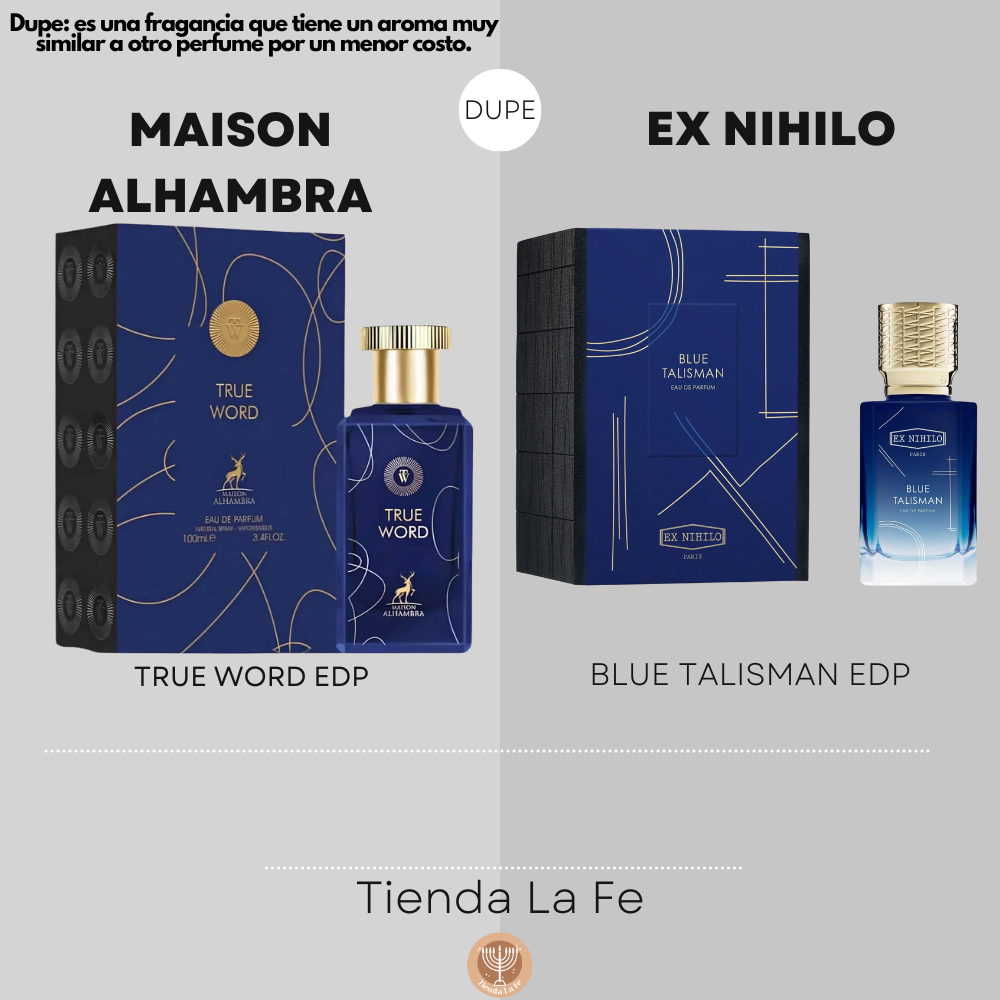 MAISON ALHAMBRA TRUE WORD EDP 100ML (U) (DUPE EX NIHILO BLUE TALISMAN EDP)