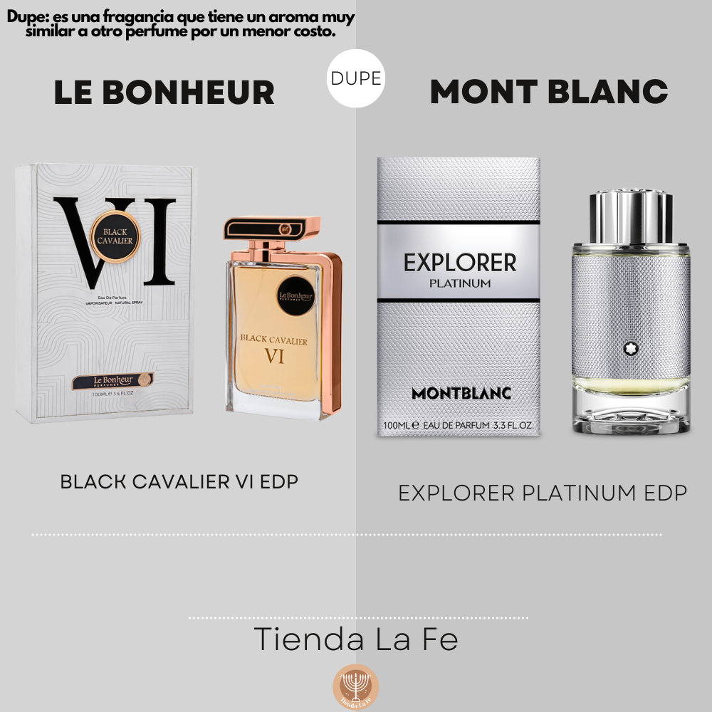 LE BONHEUR BLACK CAVALIER VI EDP 100ML (H) (DUPE MONT BLANC EXPLORER PLATINUM EDP)