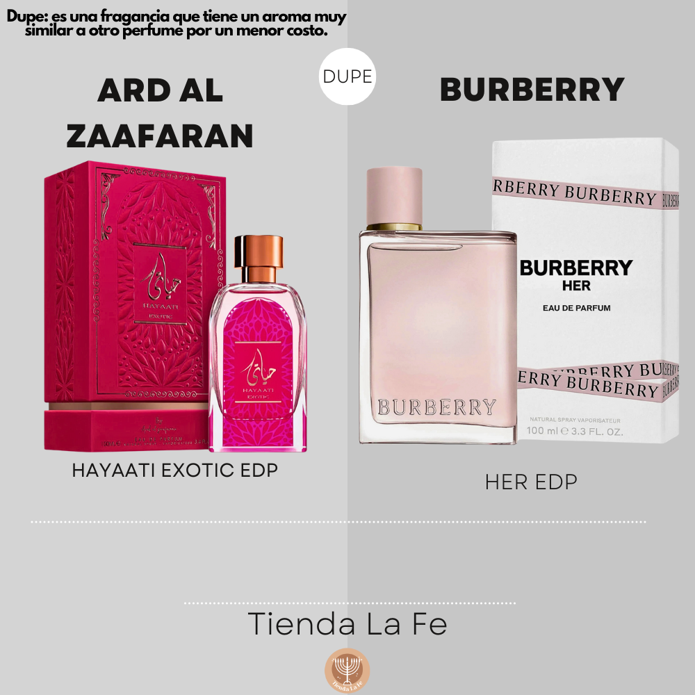 ARD AL ZAAFARAN HAYAATI EXOTIC EDP 100ML (M) (DUPE BURBERRY HER EDP)