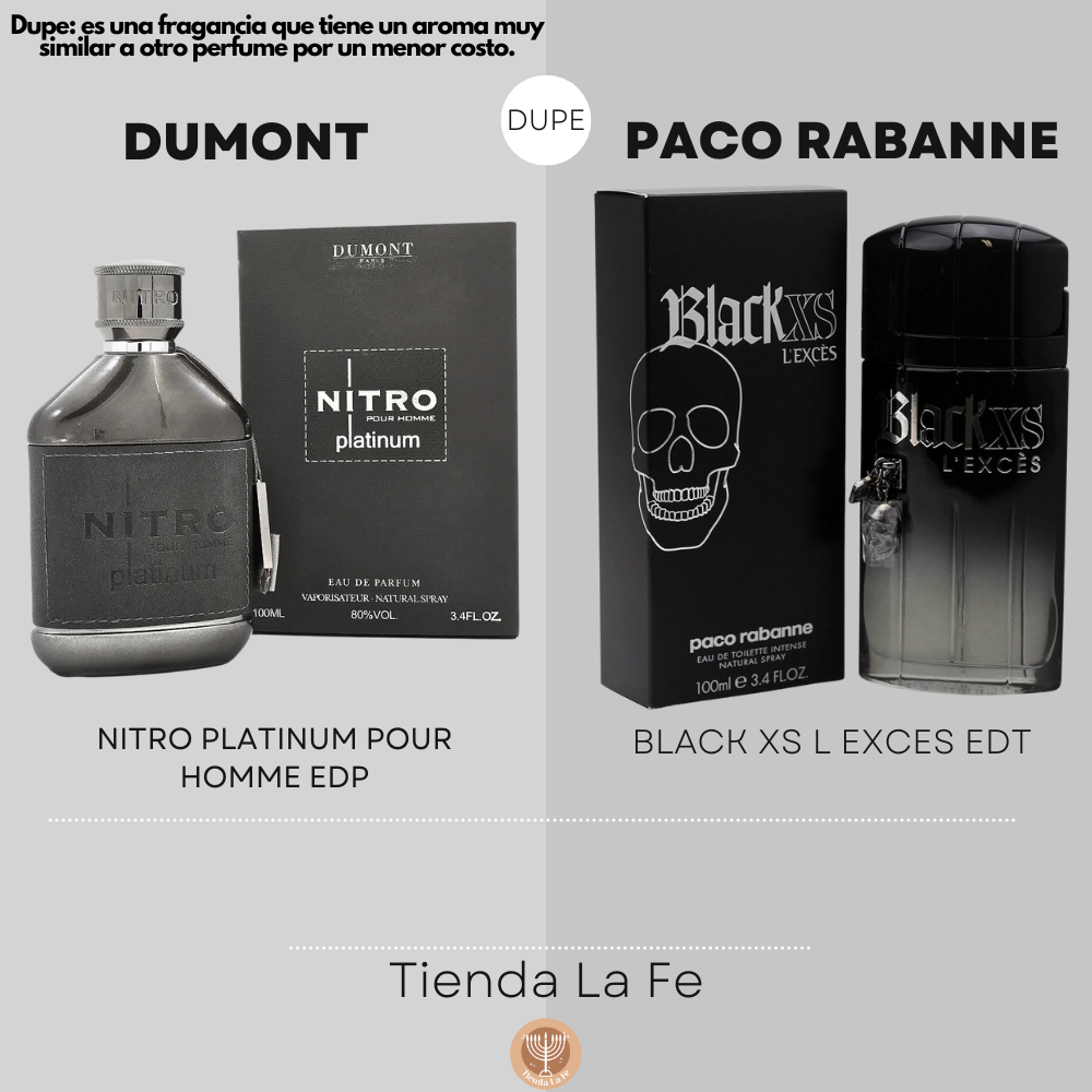 DUMONT NITRO PLATINUM POUR HOMME EDP 100ML (H) (DUPE PACO RABANNE BLACK XS L EXCES EDT)