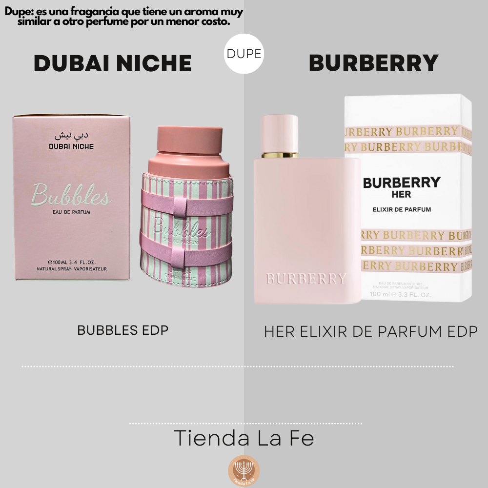 Dupe Elixir DUBAI NICHE BUBBLES EDP 100ML (M) (DUPE BURBERRY HER ELIXIR DE PARFUM