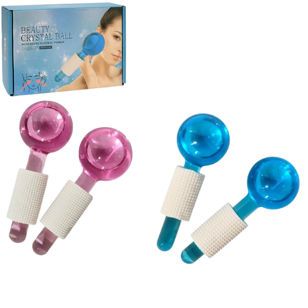 KIT DE MASAJE FACIAL DE GLOBOS DE CRISTAL QUE REDUCEN LA HINCHAZON Y OJERAS DE LA CARA BEAUTY CRYSTAL 2UND