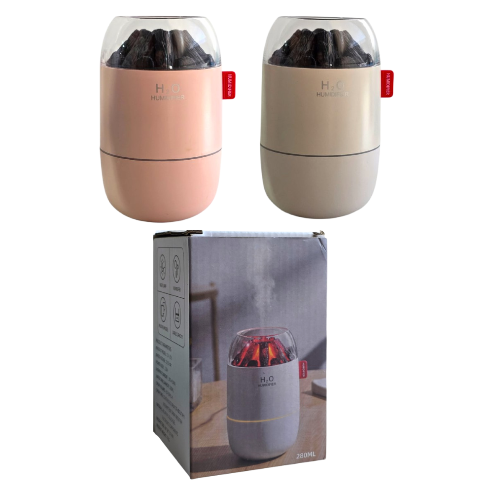 HUMIFICADOR CON LUZ CALIDA ESTILO VOLCAN, ELEGANTE FRESCO Y COMPACTO H2O 14X9CM
