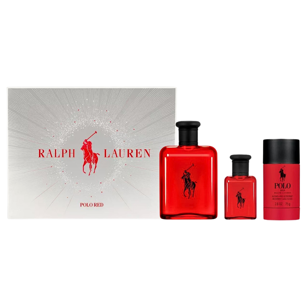 SET RALPH LAUREN POLO RED EDT 125ML. EDT 40ML, DESODORANTE 75ML (H)