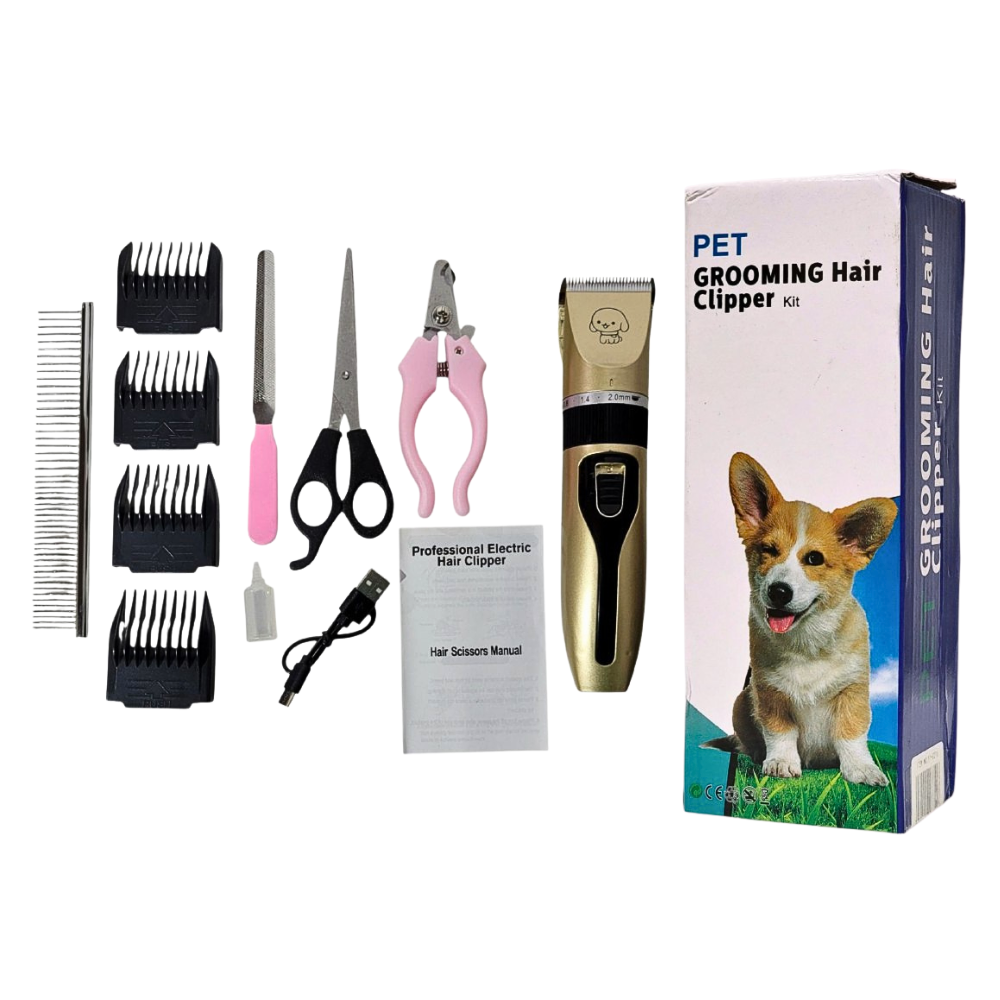 MAQUINA CORTADORA DE PELO PARA MASCOTAS, PERROS, GATOS, ETC, CON SUS ACCESORIOS VARIOS PET GROOMING