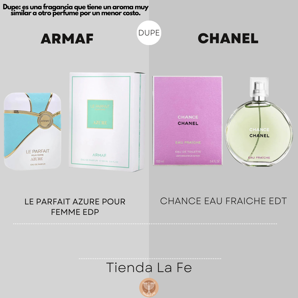 ARMAF LE PARFAIT AZURE POUR FEMME EDP 100ML (M) (DUPE CHANEL CHANCE EAU FRAICHE EDT)