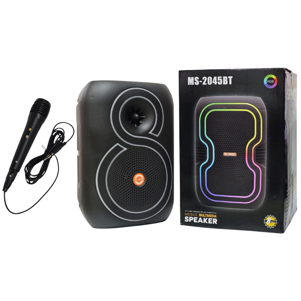 PARLANTE ALTAVOZ INALAMBRICO CON LUCES RGB DE PANEL COMPLETO, BATERIA DE ALTA CAPACIDAD Y 50W DE POTENCIA, SONIDO ENVOLVENTE Y MICROFONO PARA KARAOKE MS-2044BT BENELI HOME