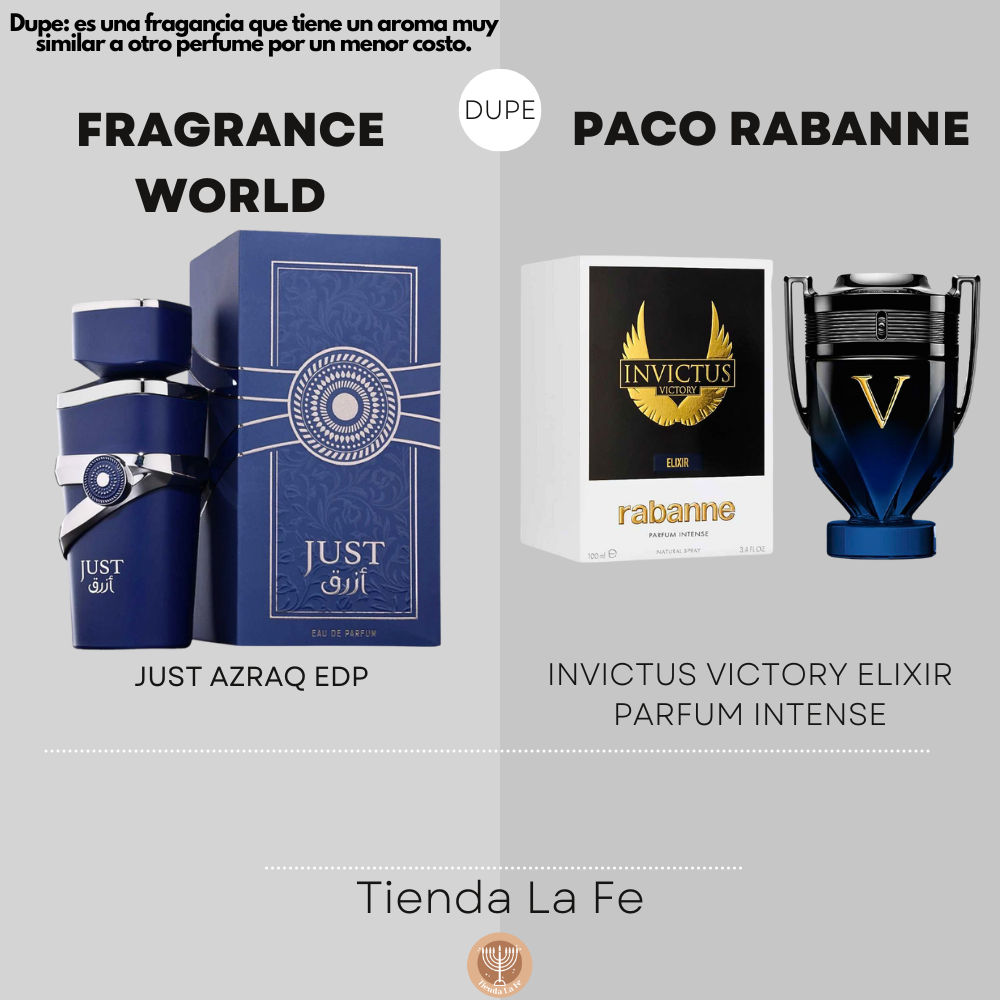 FRAGRANCE WORLD JUST AZRAQ EDP 100ML (H) (DUPE PACO RABANNE INVICTUS V