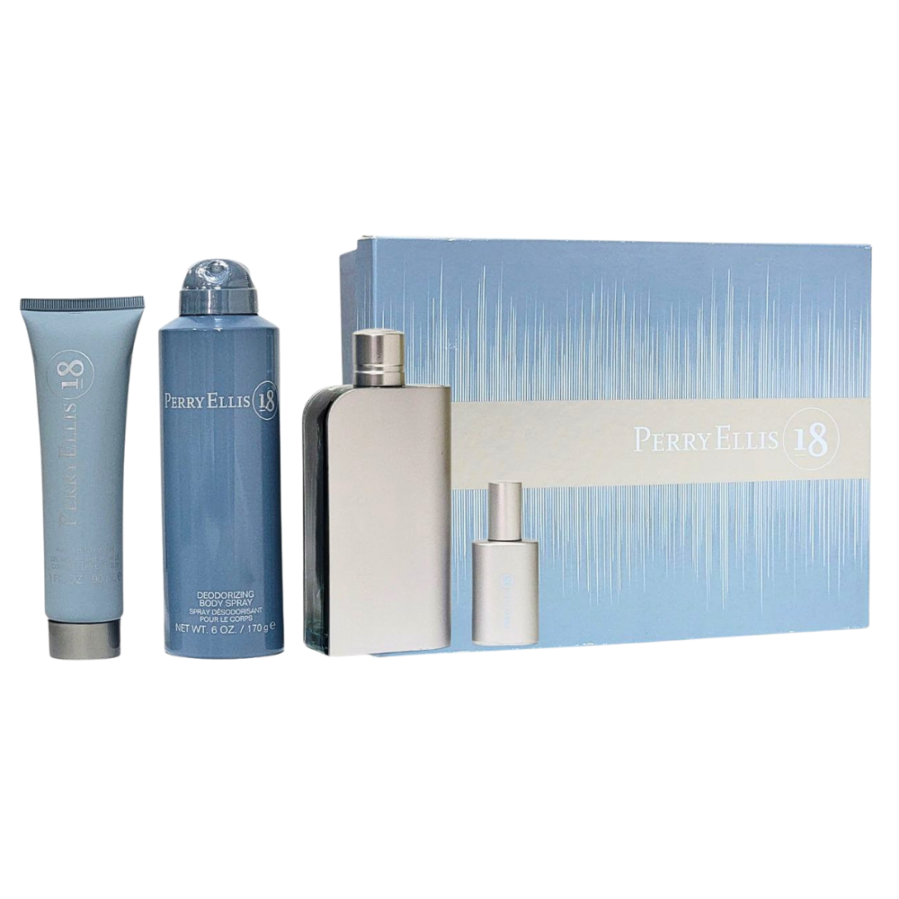 SET PERRY ELLIS 18 FOR MEN EDT 100ML, EDT 7.5ML, SHOWER GEL 90ML, BODY SPRAY 170G (H)