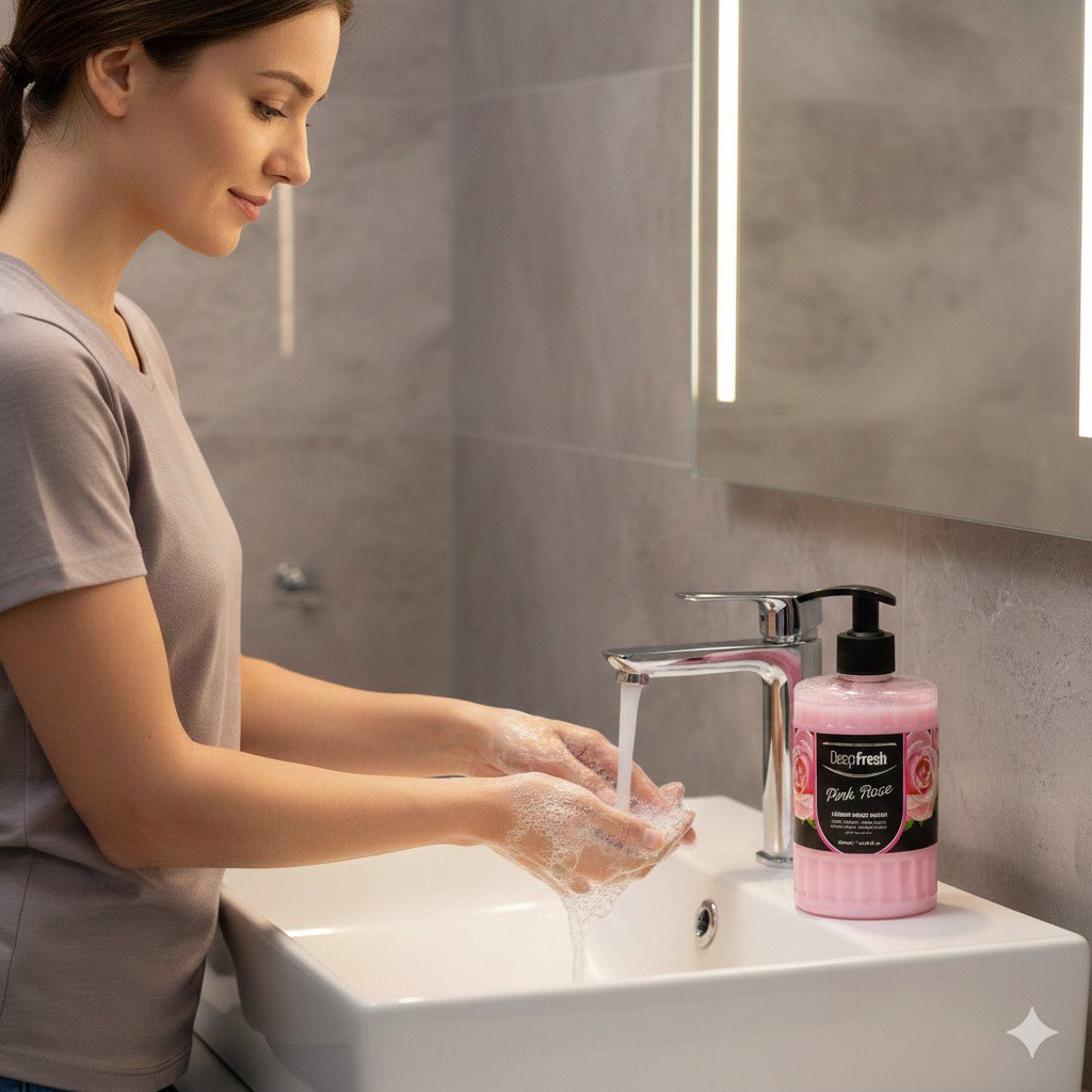 JABON LIQUIDO PARA MANOS CON AROMA A ROSA DEEPFRESH 500ML