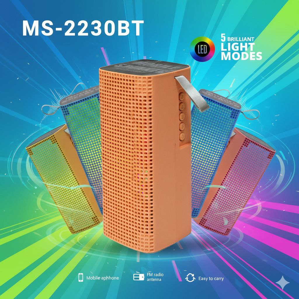 PARLANTE ALTAVOZ INALÁMBRICO PORTÁTIL CON LUCES LED 17CM