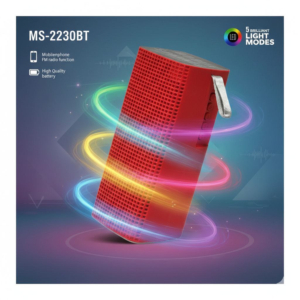 PARLANTE ALTAVOZ INALÁMBRICO PORTÁTIL CON LUCES LED 17CM