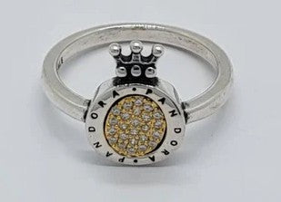 PANI2047A ANILLO PANDORA CORONA CON BAÑO   DE ORO EN MEDIO, PLATA 925