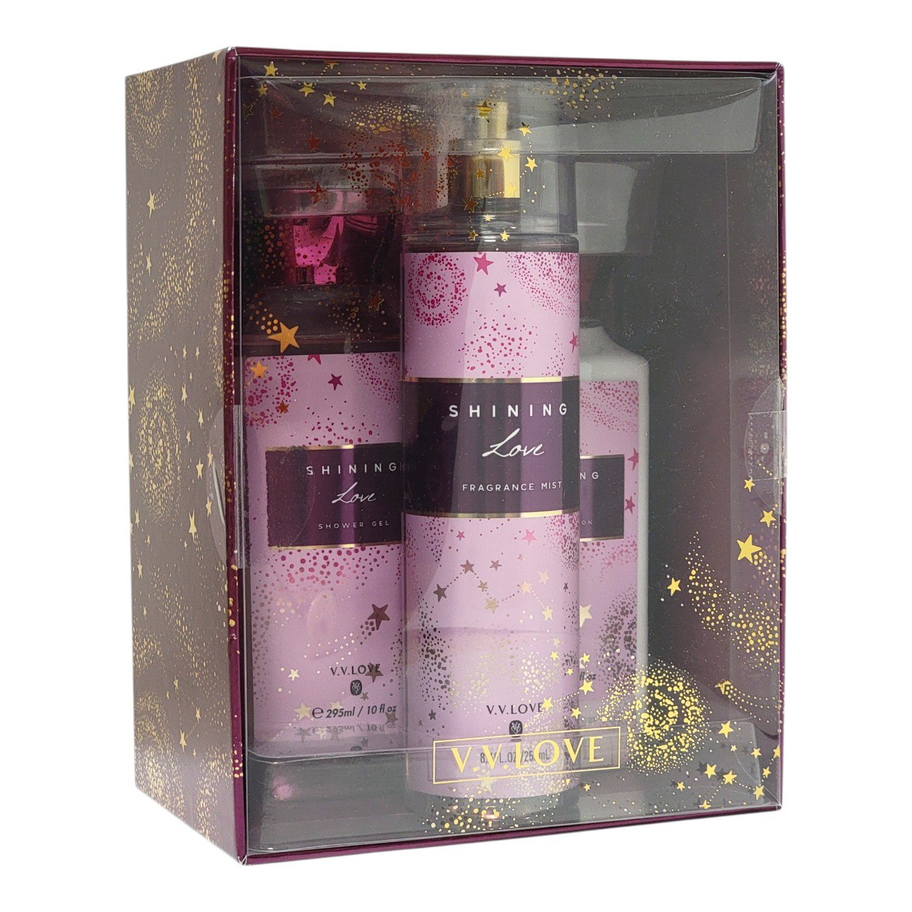 SET DE SPLASH, GEL DE DUCHA Y CREMA CORPORAL SHINING V.V. LOVE (DUPE DE A THOUSAND WISHES BATH & BODY WORKS)