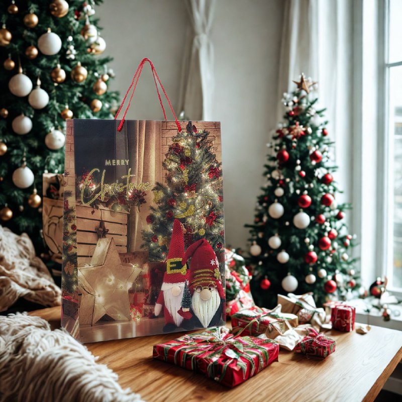 BOLSA DE REGALO NAVIDEÑA MEDIANA 26X32X10CM