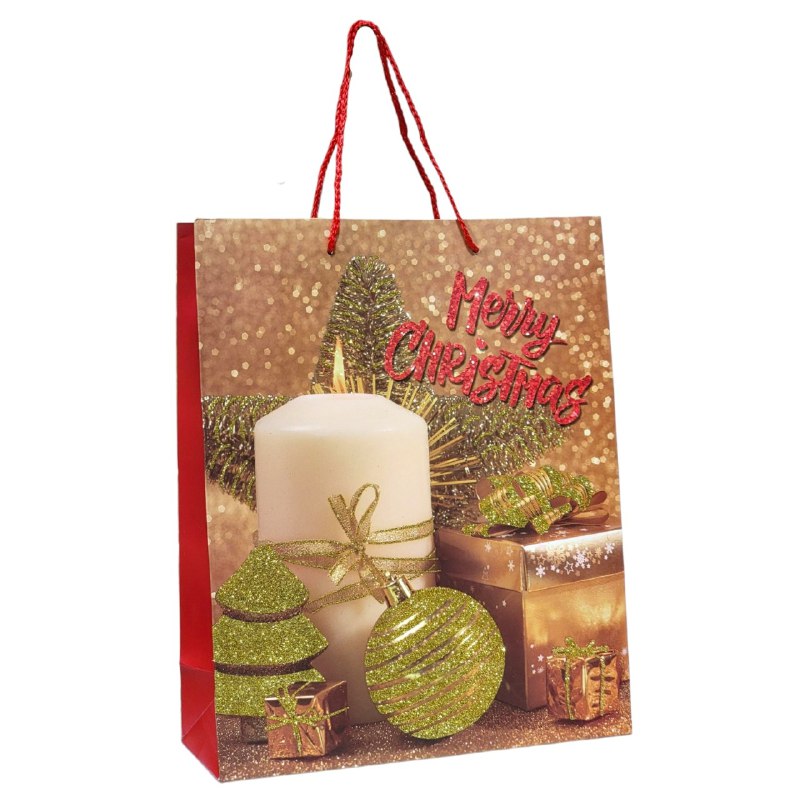 BOLSA DE REGALO NAVIDEÑA MEDIANA 32X26X10CM