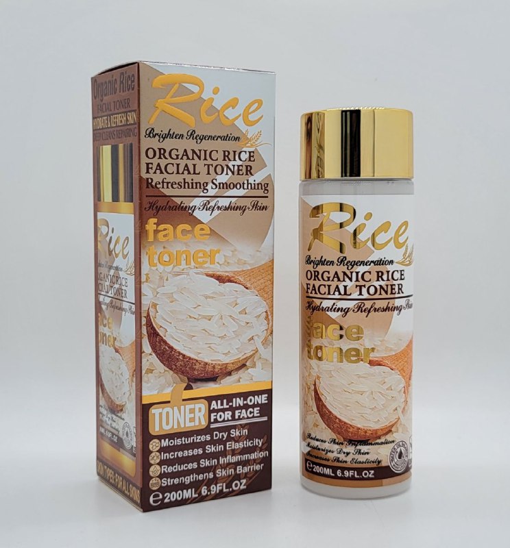 TONICO FACIAL DE EXTRACTO DE ARROZ ORGANICO, EFECTO ANTIARRUGAS DEJA LA PIEL FIRME Y SUAVE, ANTIENVEJECIMIENTO RICE 200ML