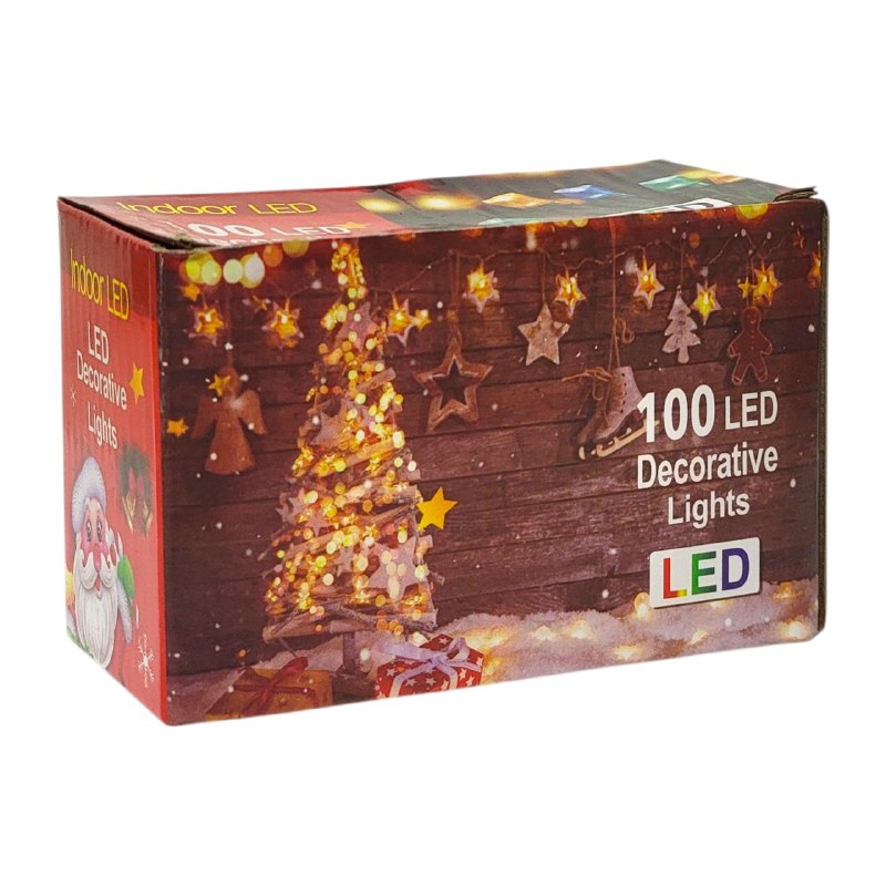 LUCES DECORATIVAS NAVIDEÑAS PARA INTERIORES O EXTERIORES 100 LUCES LED MULTICOLOR 12X6X8CM