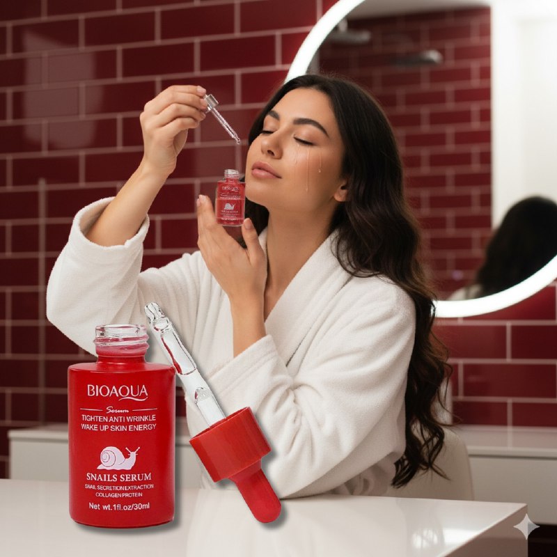 SUERO FACIAL HIDRATANTE DE CARACOL Y COLAGENO ANTIARRUGAS 30ML, NUTRE E HIDRATA PROFUNDAMENTE LA PIEL, DEJANDO UNA TEXTURA MAS SUAVE, TERSA Y ELASTICA BIOAQUA