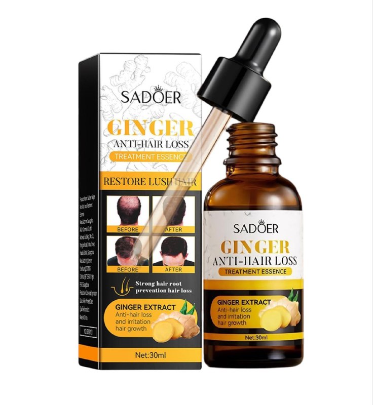 ACEITE PARA EL CABELLO ESENCIA DE JENGIBRE ANTICAIDA, PARA EL CRECIMIENTO DEL CABELLO, HIDRATANTE SADOER 30ML