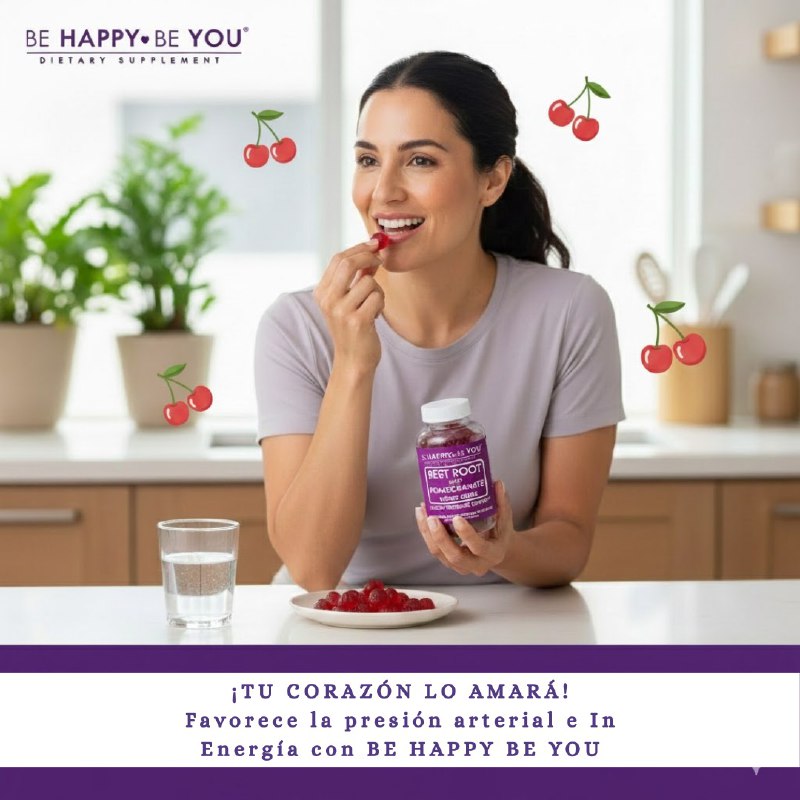 VITAMINAS EN GOMITAS DE REMOLACHA CON GRANADA PARA AYUDAR LA PRESION ARTERIAL BE HAPPY 90UND
