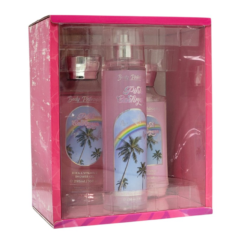 SET BODY PHILOSOPHY PINK CASHMERE SPLASH 250ML, CREMA CORPORAL 236MLX2 (M) DUPE BATH AND BODY PINK CASHMERE