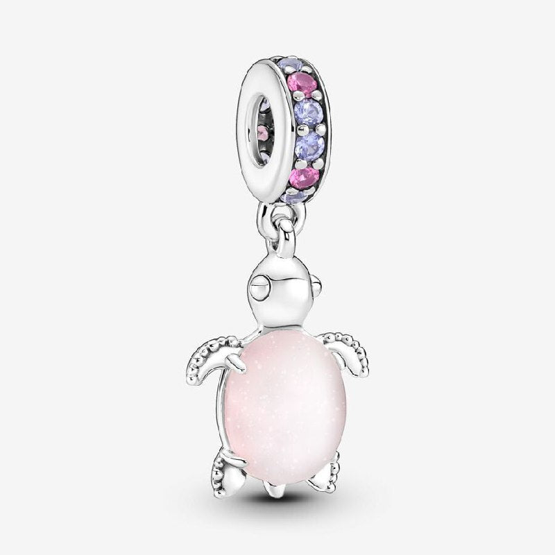 PCHARM4003$1 FORMA TORTUGA ROSA PANDORA PLATA 9.25