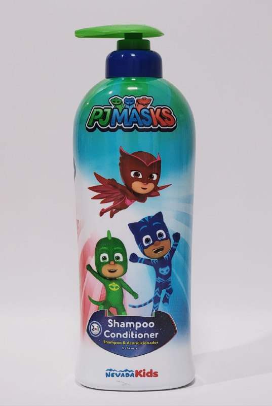 SHAMPOO PARA EL CABELLO 2 EN 1, SHAMPOO Y ACONDICIONADOR PARA NIÑOS, FORMULA ULTRA SUAVE, LIMPIA Y SUAVIZA EL CABELLO Y AROMA AGRADABLE NEVADA KIDS PJMASKS 1000ML