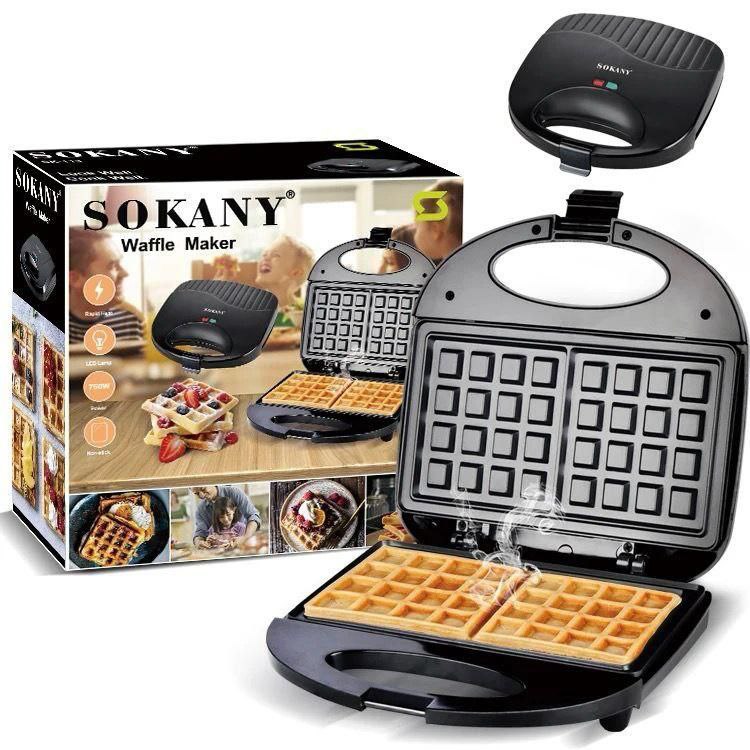 MAQUINA WAFFLERA CUADRADA CON 750W DE POTENCIA, CALENTAMIENTO RAPIDO SK-114 SOKANY