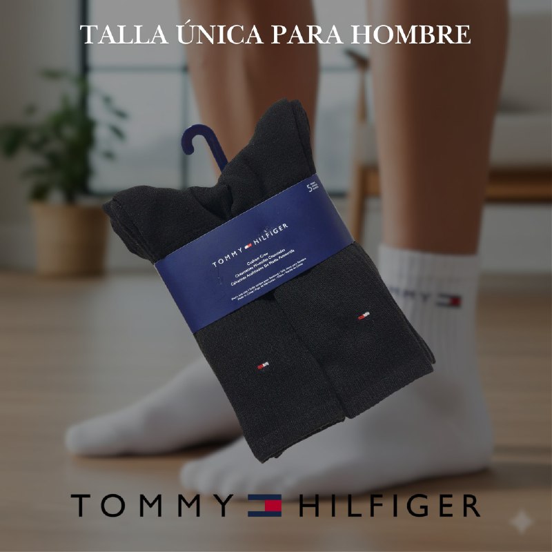 CALCETA ALTA TOMMY HILFIGER PARA HOMBRE 5 PARES TALLA ÚNICA