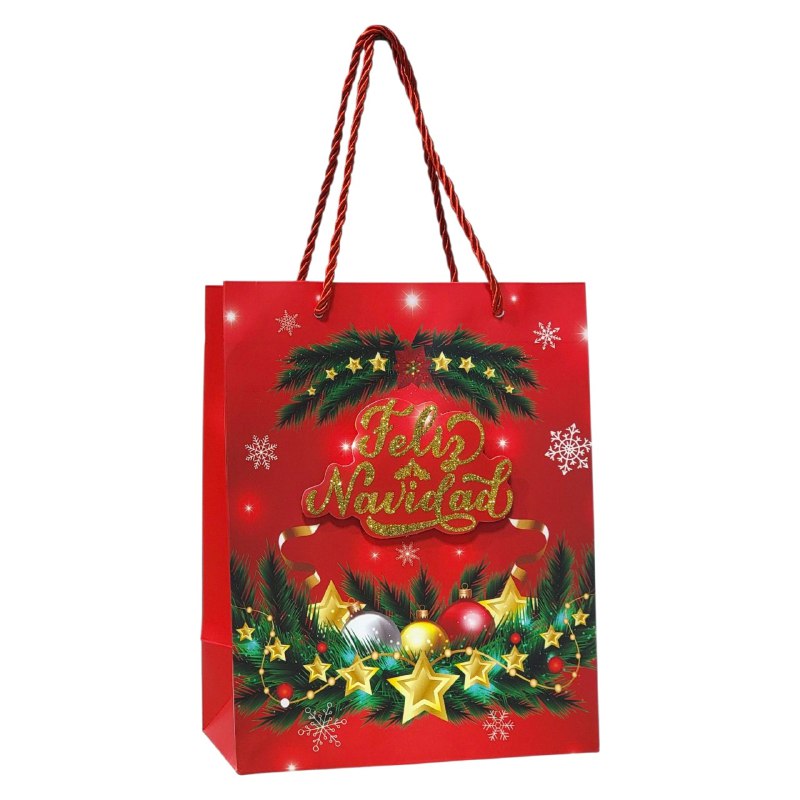 BOLSA DE REGALO NAVIDEÑA PAQUEÑA 18X23X10CM